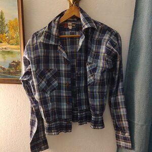Vintage chess king jacket in blue plaid